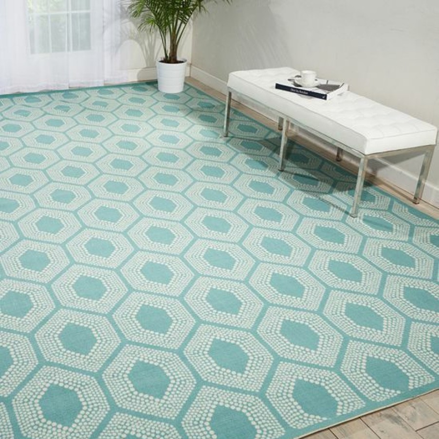 Home Decor * | Waverly Sun N' Shade Bubbly Geometric Indoor Outdoor Rug Tangerine