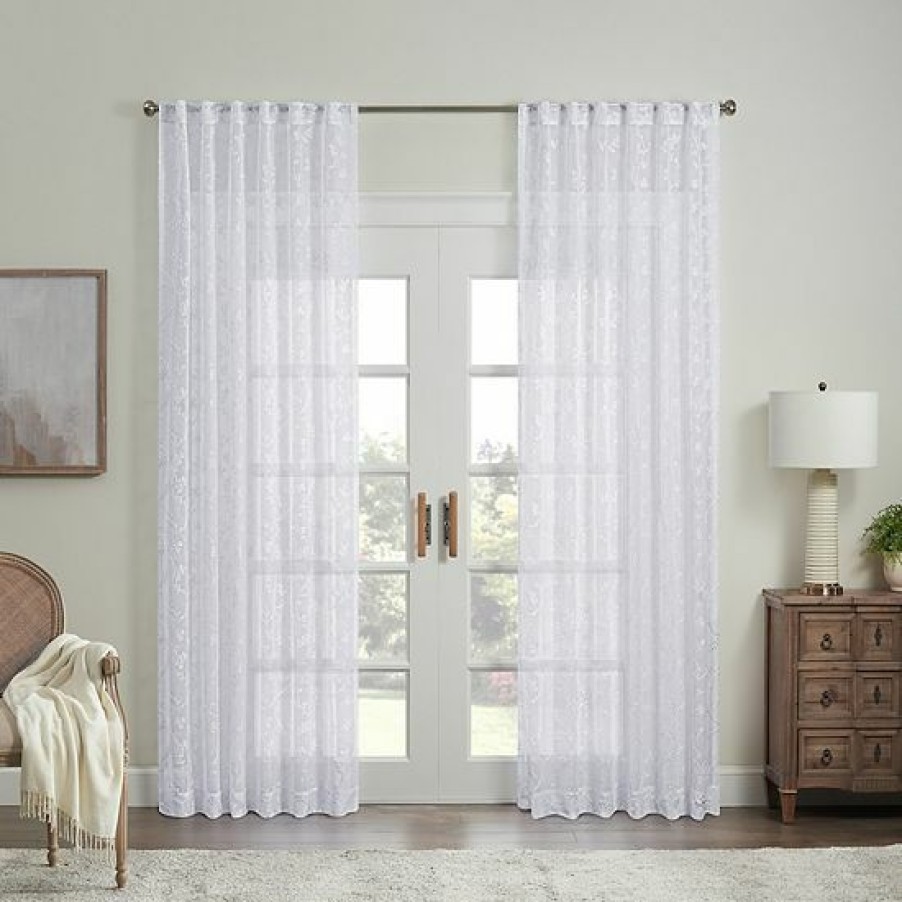 Home Decor * | Waverly Indochina Rod Pocket Back Tab Sheer Window Curtain Panel