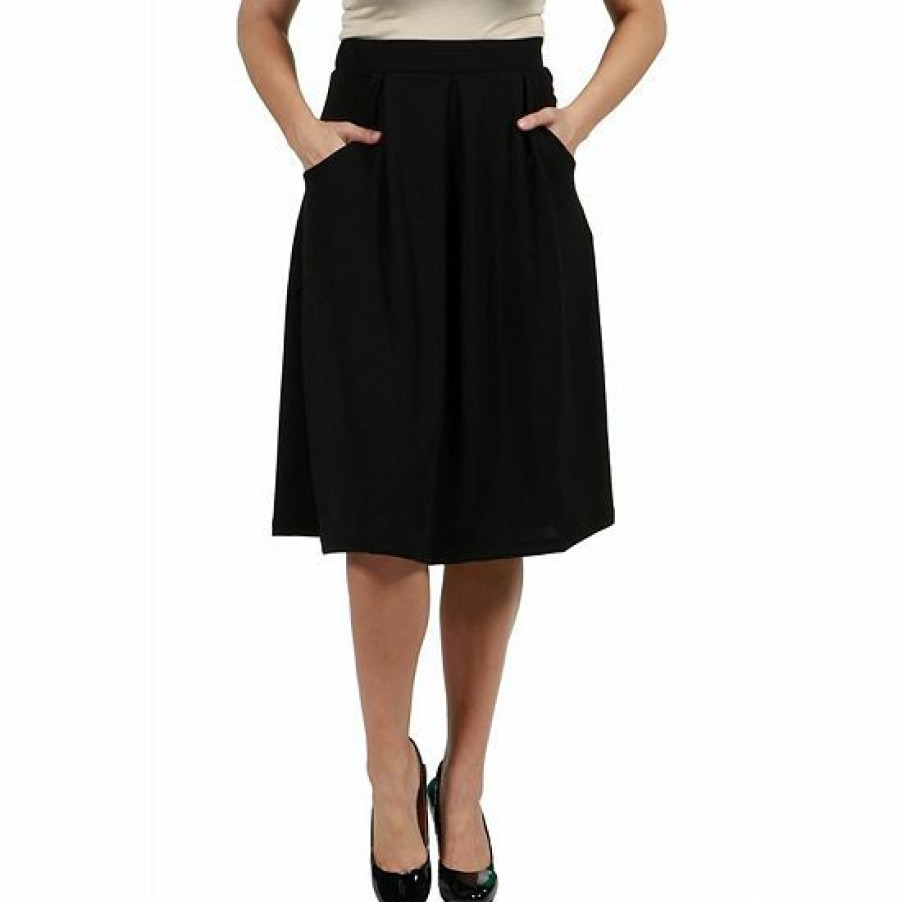 Womens * | Plus Size 24Seven Comfort Apparel Long Pleated A-Line Skirt