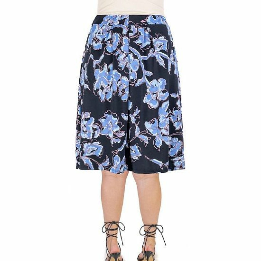 Womens * | Plus Size 24Seven Comfort Apparel Long Pleated A-Line Skirt