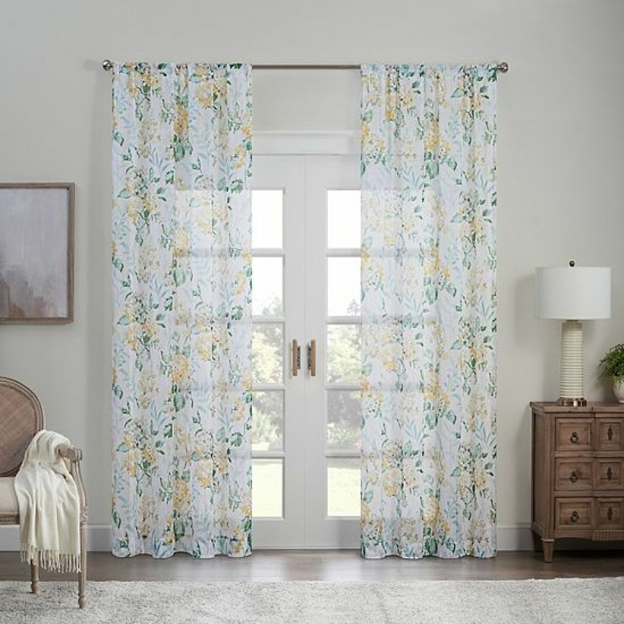 Home Decor * | Waverly Blushing Blooms Rod Pocket Sheer Window Curtain Panel