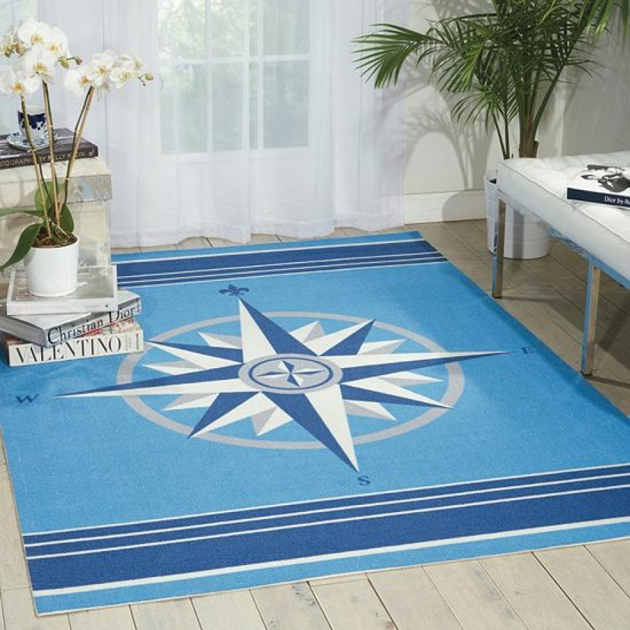 Home Decor * | Waverly Sun N' Shade Sailing Compass Indoor Outdoor Rug