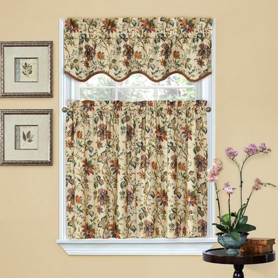 Home Decor * | Waverly Felicite Tier Kitchen Window Curtain Set 60" X 36" Creme