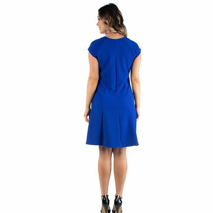 Womens * | Plus Size 24Seven Comfort Apparel Keyhole Neck Fit And Flare Dress