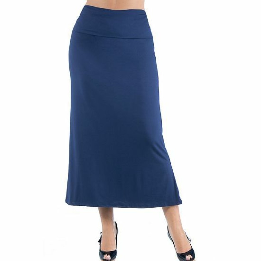 Womens * | Plus Size 24Seven Comfort Apparel Comfortable Foldover Waistband Maxi Skirt