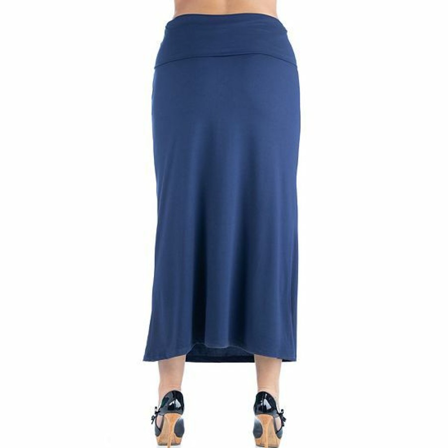 Womens * | Plus Size 24Seven Comfort Apparel Comfortable Foldover Waistband Maxi Skirt