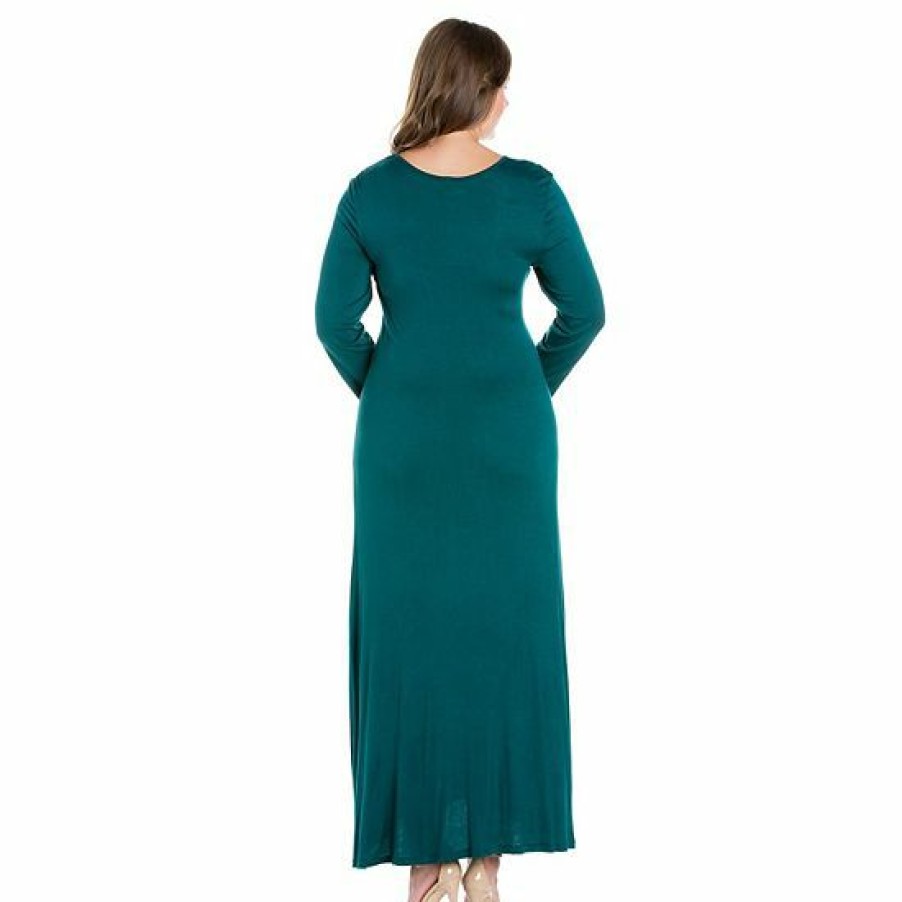 Womens * | Plus Size 24Seven Comfort Apparel Long Sleeve Maxi Dress