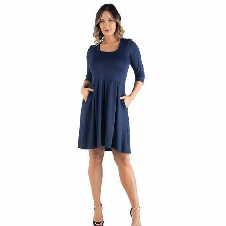 Womens * | Plus Size 24Seven Comfort Apparel Fit And Flare Dress