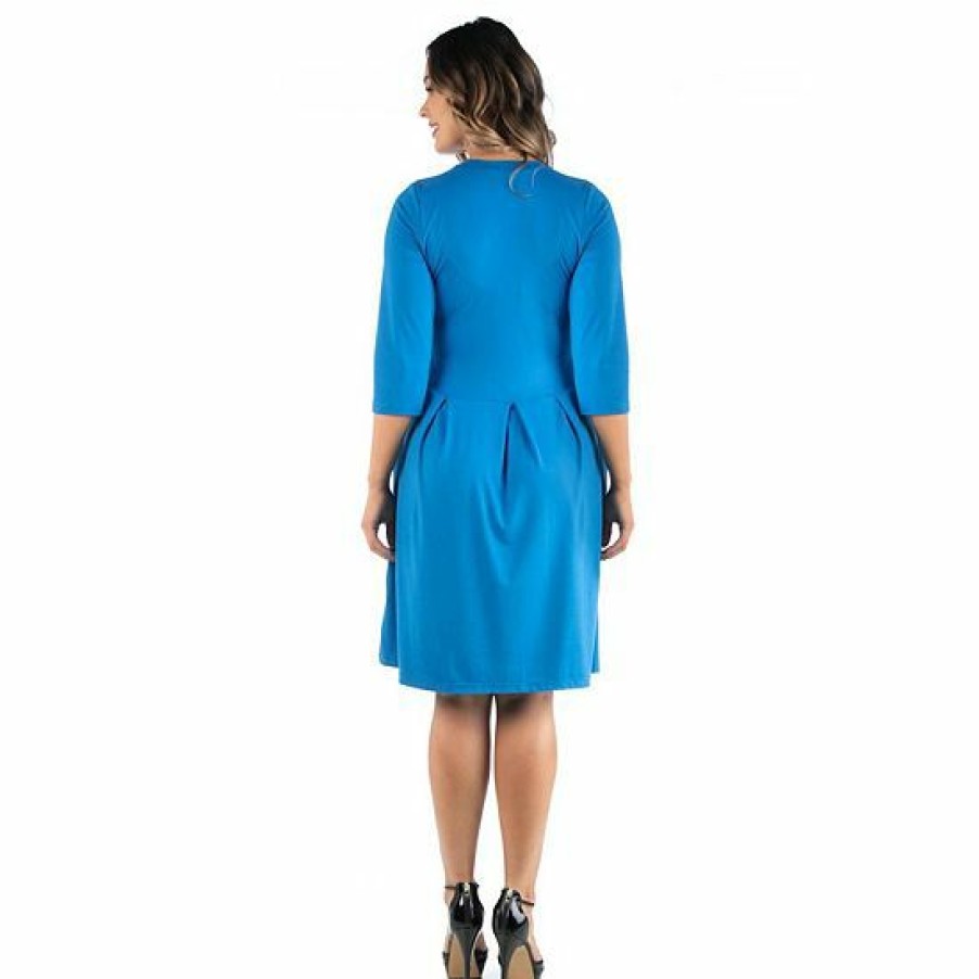 Womens * | Plus Size 24Seven Comfort Apparel Fit And Flare Dress