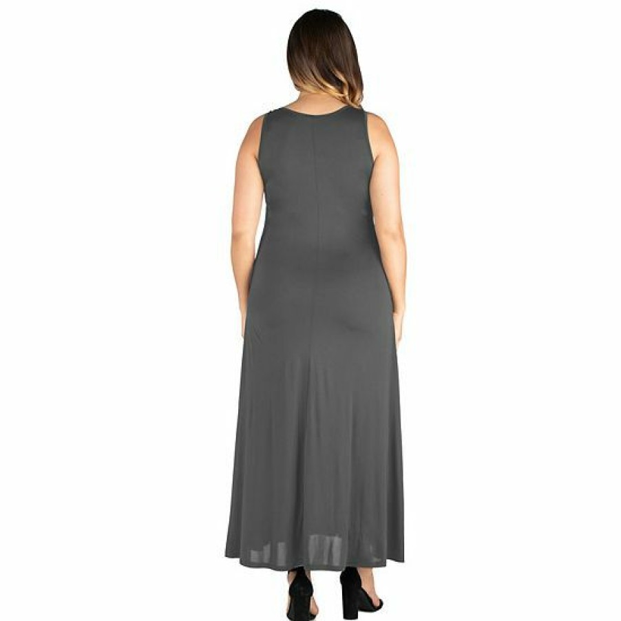 Womens * | Plus Size 24Seven Comfort Apparel Simple A-Line Tank Maxi Dress