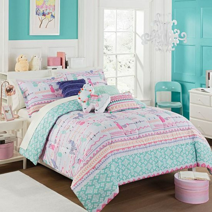 Bed & Bath * | Girls Waverly Waverly Kids La La Llama Reversible Comforter Set