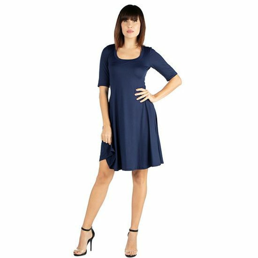 Womens * | Women'S 24Seven Comfort Apparel Knee Length A-Line Dress