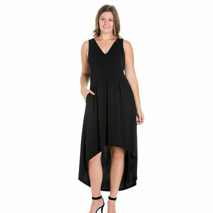 Womens * | Plus Size 24Seven Comfort Apparel High-Low Party Dress With Pockets