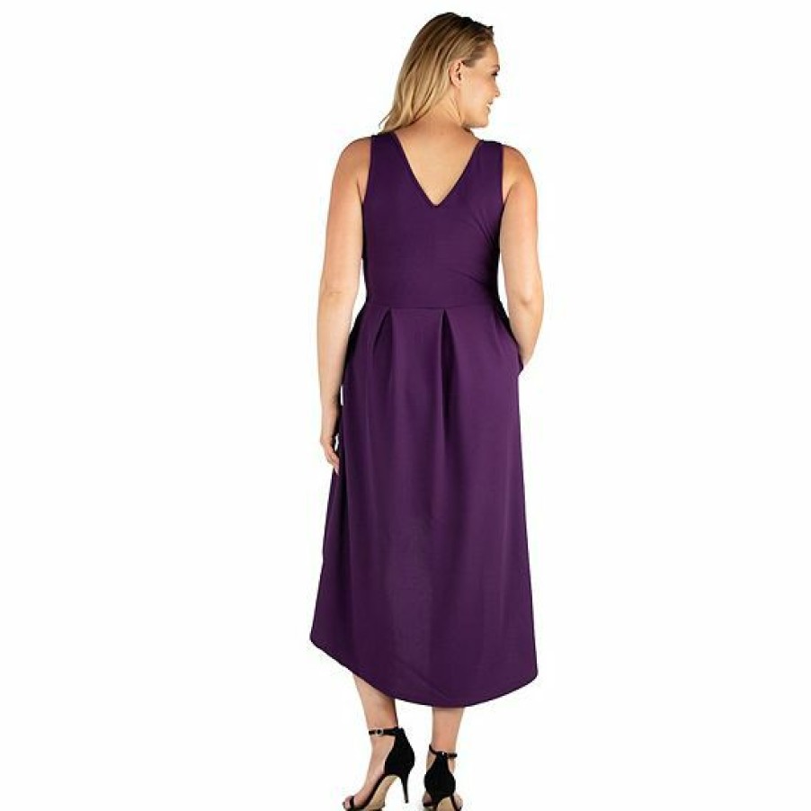 Womens * | Plus Size 24Seven Comfort Apparel High-Low Party Dress With Pockets