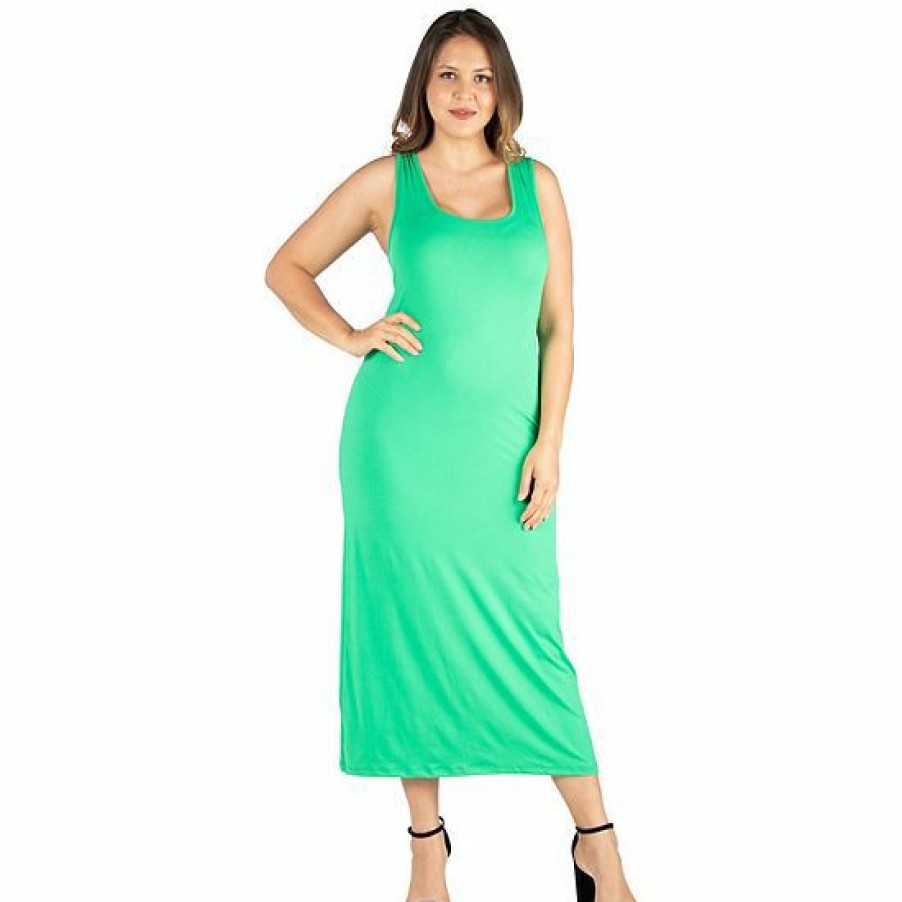 Womens * | Plus Size 24Seven Comfort Apparel Racerback Maxi Dress