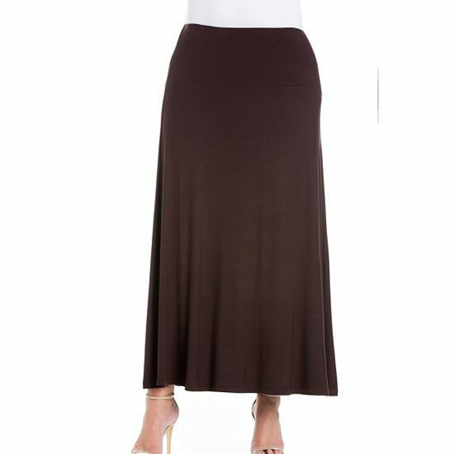 Womens * | Plus Size 24Seven Comfort Apparel Comfortable Fit Elastic Waist Maxi Skirt