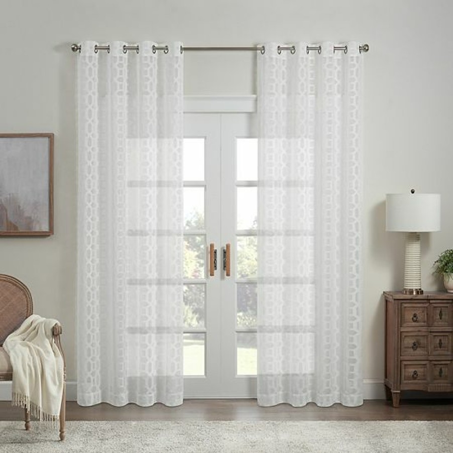 Home Decor * | Waverly Eureka Burnout Sheer Grommeted Window Curtain Panel