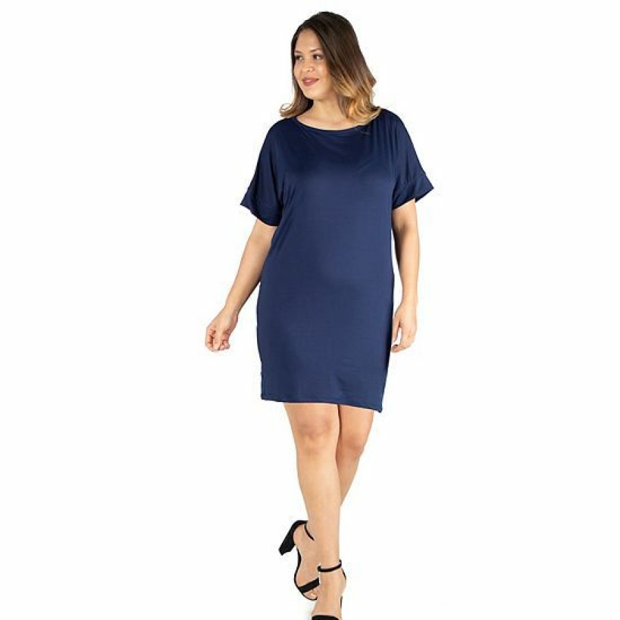 Womens * | Plus Size 24Seven Comfort Apparel Loose Fitting T-Shirtdress