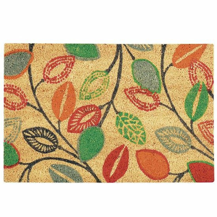 Home Decor * | Waverly Greetings Leaflet Floral Coir Doormat Gray